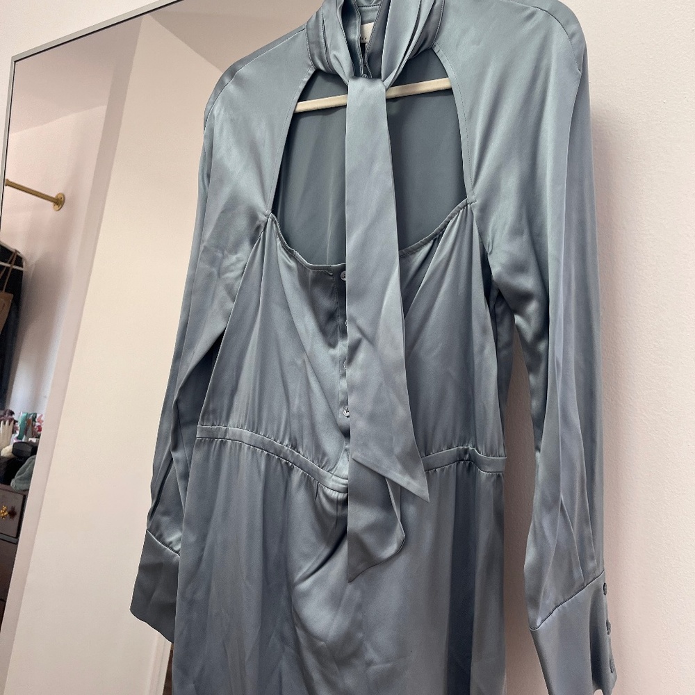 Fleur du Mal Tie Neck Décolleté Silk Dress - Picture 2 of 10